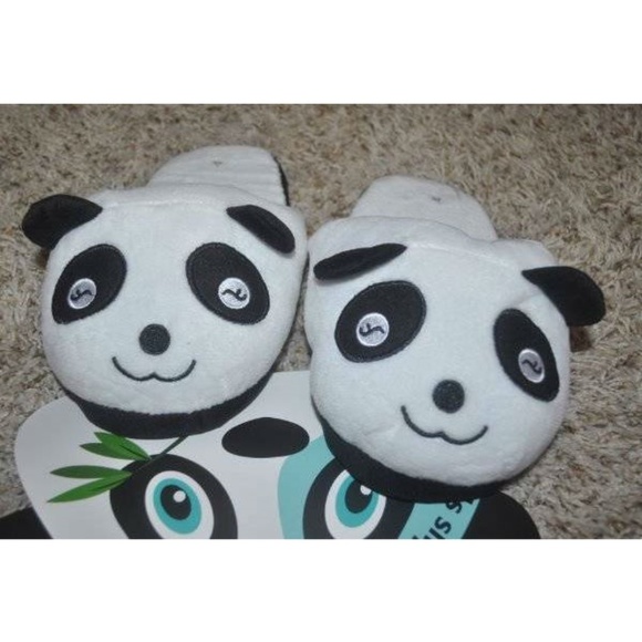 Slippers Slide Plush White Panda Scuff Cushioned Non Slip Cushioned Adult Kids - Picture 1 of 4